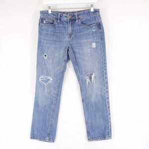 American Eagle Blue Factory Distressed Denim Jeans 4R 32/26 Mid Rise‎